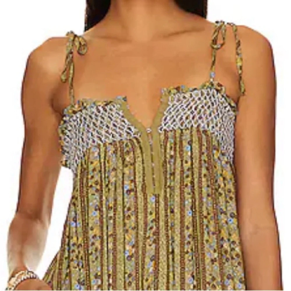 NWT Free People Rule the World Maxi Jumpsuit in Fern Combo